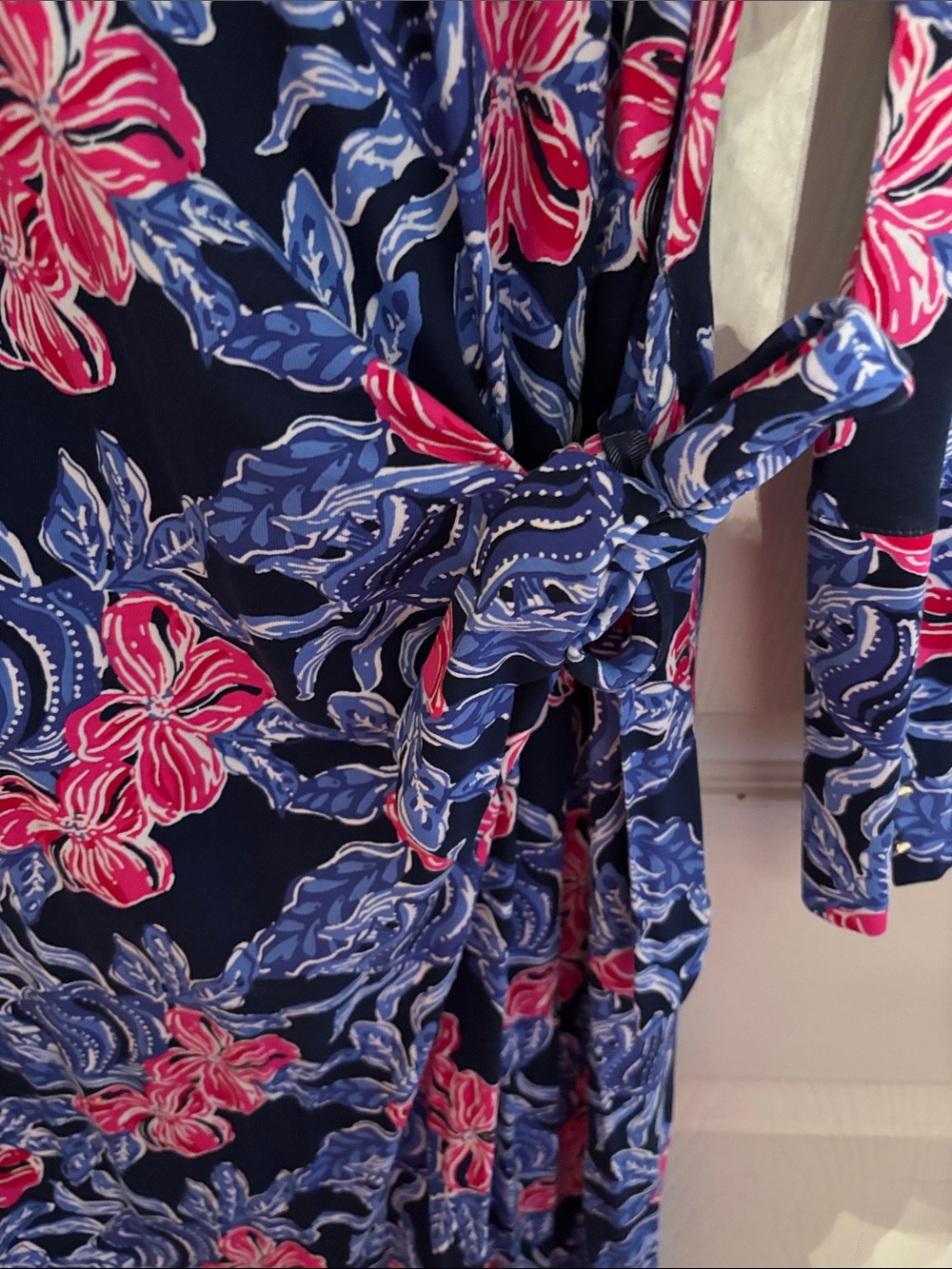 Lilly Pulitzer Navy Maxi Dress with Pink and Blue Floral Print - Picture 3 of 4